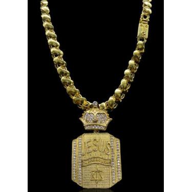 Imagem de Corrente Friso 12mm Moeda antiga+ pingente Jesus Cristo - Lobin jóias 