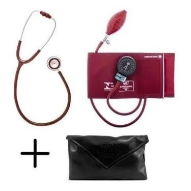Imagem de Kit Profissional Esfigmomanômetro + Estetoscopio Duplo Bic, Vinho