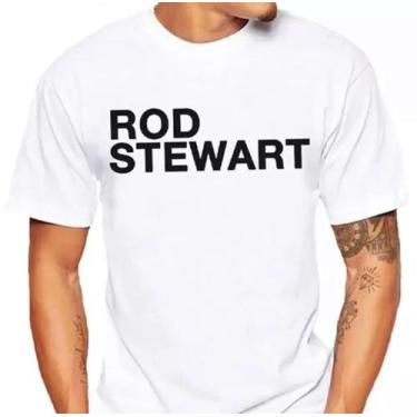 Imagem de Camiseta Unissex Rod Stewart Camisa 100% Algodão - SEMPRENALUTA, Branc