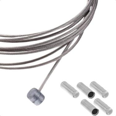 Imagem de Kit com 5 Cabos de Aço para Freio de Bicicleta 3m Cromados e 5 Termina