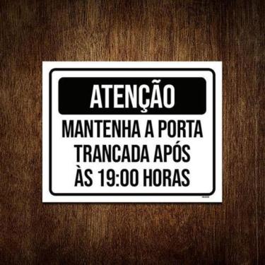 Imagem de Kit 5 Placas Atenção Mantenha Porta Fechada 19 Horas