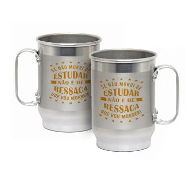 Imagem de Caneca Alumínio c/ Faixa Fosca 600ML Não é de Ressaca