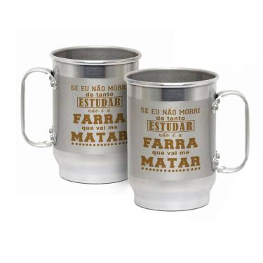 Imagem de Caneca Alumínio c/ Faixa Fosca 600ML Não é a Farra