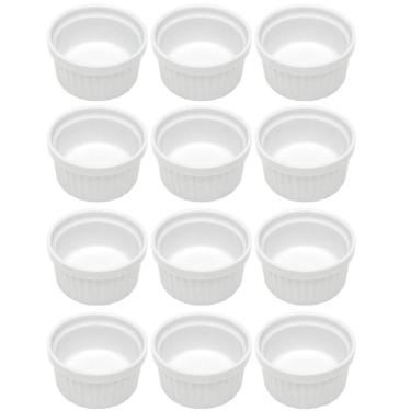Imagem de Jogo 12 Ramequins 50ml Canelado Porcelana Classic Branco Lyor Servir Petiscos