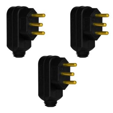 Imagem de 3 Plug Macho Pial Legrand 10A com Terra e Saída Lateral