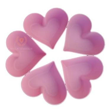 Imagem de Kit 5 Cumbucas Formato Coração Petisqueira Plástico 270ml - Fortinjet,