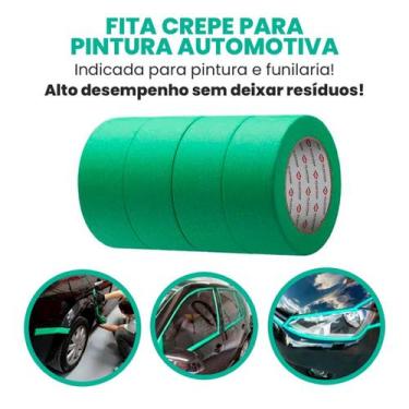 Imagem de Kit Fita Crepe Adesiva Automotiva Verde Larga 45mm x 40m Verde - 5 Rol