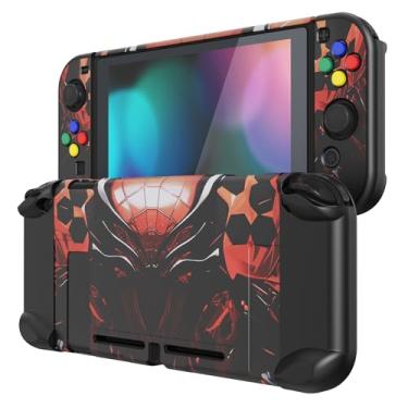 Imagem de eXtremeRate PlayVital Back Cover for Nintendo Switch, NS Joycon Handheld Controller Protector Hard Shell, Dockable Protective Case with Colorful ABXY Direction Button Caps - Spider Armor