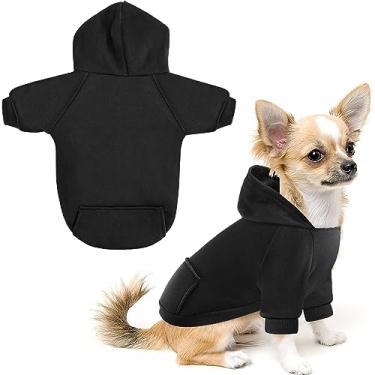 Imagem de Idepet Moletom com capuz para cães de estimação roupas para cães pequenos colete chihuahua casaco quente casaco outono roupas de cachorro gatos cães roupas (XP, preto)