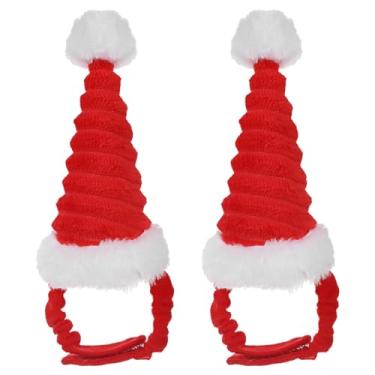 Imagem de POPETPOP 2 peças, chapéu de Natal, Papai Noel, hamster, chapéu de Natal para animais pequenos, roupas de Natal para coelho, porquinho-da-índia, chinchila, gatinho
