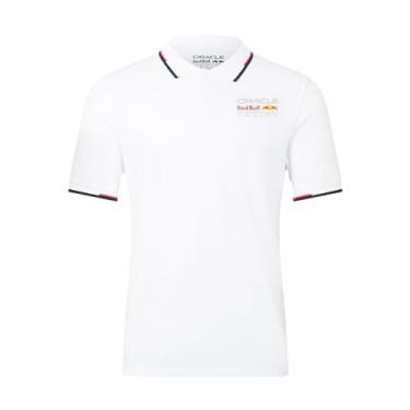 Imagem de Polo Red Bull Racing F1 unissex com logotipo colorido (EUA, alfa, 2GG, regular, branca)