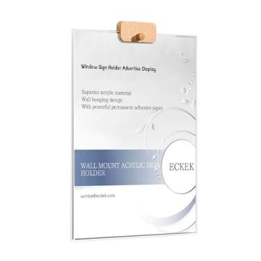 Imagem de ECKEK Suporte de placa de acrílico para montagem na parede com fita adesiva dupla face, suporte de placa de janela de acrílico para publicidade de loja de exibição para shopping, escritório, casa,