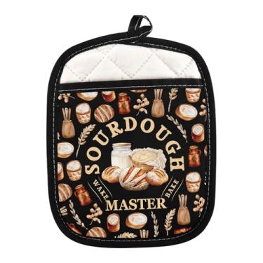 Imagem de JNIAP Suporte para panela de pão Sourdough Lover Gift Sourdough Hot Pad Sourdough Master Pot Holder Sourdough Baker, almofadas de forno (Sourdough Master ph)