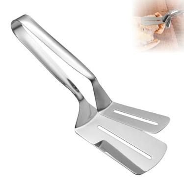 Imagem de Pinça de aço inoxidável para cozinhar, ferramenta de cozinha de metal, pinça multiuso para grelhar, pinça de bacon, flipper de alimentos e pinças de servir
