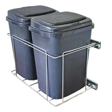 Imagem de Lixeira Aramada Dupla Lateral deslizante 18L Click - Metais ADR, Balde