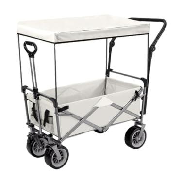 Imagem de carroça Carrinho de vagão com rodas dobrável utilitário lounge vagão jardim carrinho de vagão portátil com dossel grande capacidade 200kg/441lb dobrável