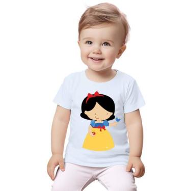 Imagem de Camiseta Branca De Neve Pássaro Azul Camisa Personalizada Blusa Infant