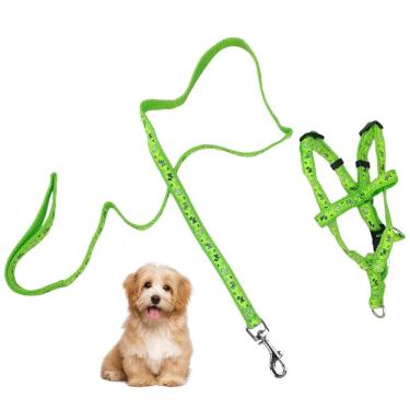 Imagem de Coleira Guia Peitoral H Ajustavel Cao Cachorro Gato Cao Pet Viagem Passeio Adestramento Antipuxao Treinamento