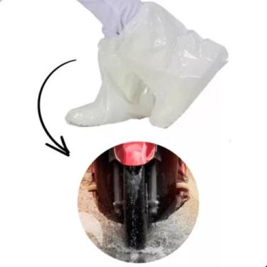 Imagem de Bota Plástica Impermeável Chuva e Agronegócio Branca Com Elástico 100 