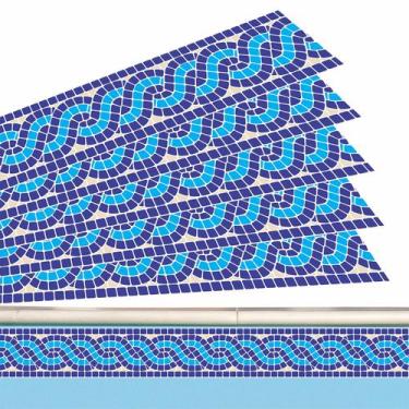 Imagem de Kit 32 Adesivos Piscina Borda Ladrilho Mosaico Entrelaçado Azul 100x10
