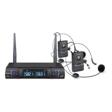Imagem de Micofone Sem Fio Duplo Headset Karsect Ks248 Dh Uhf 48 Canal, Preto