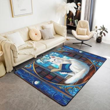 Imagem de Noble Ragdoll Tapete de área infantil para gatos, leitura de livros, tapete de entrada para meninos e meninas, tapete antiderrapante abstrato geométrico, patchwork, abstrato, antiderrapante, azul,