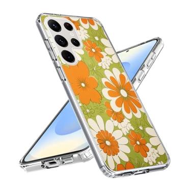 Imagem de Capa compatível com Samsung Galaxy S25 Ultra, Daisy Floral 60's 70's Retro Hippie Indie Estética Flor Floral Protetora Fina Macia TPU À Prova de Choque Capa Transparente