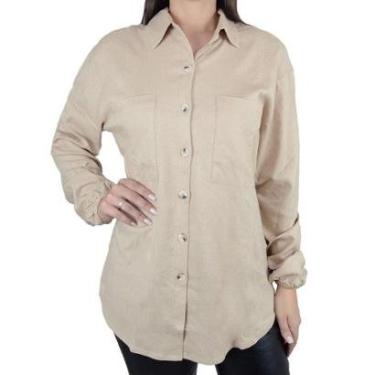 Imagem de Camisa Feminina Parado no Ar Linho Bege - 730155-Feminino