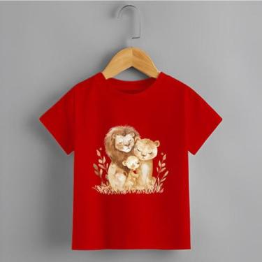 Imagem de Camiseta Infantil Unissex Família Leões Modinha Minimalista 100% Algod