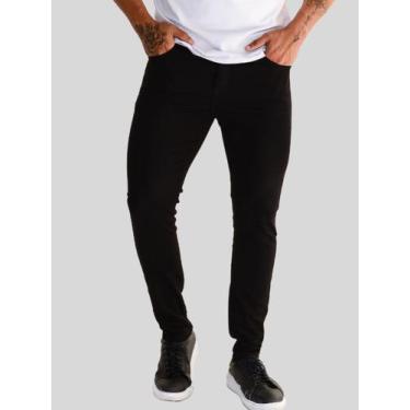 Imagem de Calça Jeans Masculina Preta Super Skinne Coladinha Casual - Achadinhos