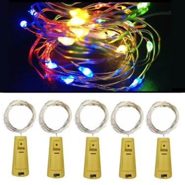 Imagem de Kit 10 Fio de Fada Rolha Led COLORIDO 2m Luminária Decoração Atacado -