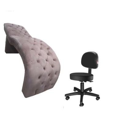 Imagem de Maca Cama Com Cadeira Mocho Para Salão De Beleza Ideal Limpeza Pele Estética Facial Cílios Sobrancelha - Cor Rose Com Preto Móveis Leartam