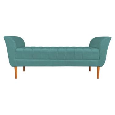 Imagem de Calçadeira Recamier Casal 1,50m Londres Veludo - Pallazio Azul Turuqesa