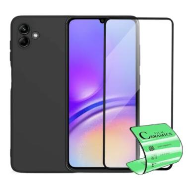 Imagem de Kit Proteção para Samsung Galaxy A05, Capa Aveludada Premium com Proteção para Câmera + Película de Proteção Cerâmica 9D, Preto