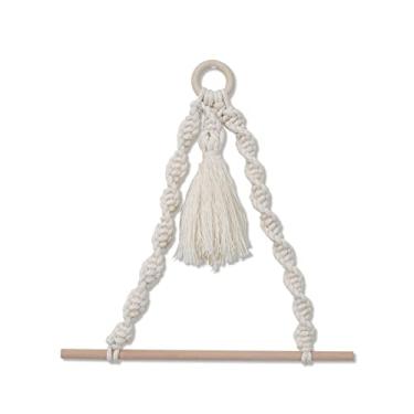 Imagem de Acessórios de cozinha dispensador de rolo higiênico toalheiro corda macramê suporte de papel higiênico tapeçaria suspensa suprimentos de hotel casa prateleira de toalha suporte de toalha de papel (cor