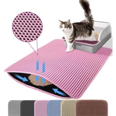 Imagem de Petinstinct Tapete de areia para gatos, 118 x 66 cm, extragrande, favo de mel, camada dupla, tapete de armadilha de areia antiderrapante, impermeável, à prova de urina, suprimentos para gatinhos e