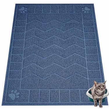 Imagem de Motsamla Tapete de areia para gatos, tapete de armadilha de areia macio em patinhas de gatinho, 119,4 cm x 89 cm, tapete de caixa de areia de gatinho para pisos mais limpos, impermeável, fácil de limpar, durável almofada de areia de gato tamanho GG grande para gatinhos..