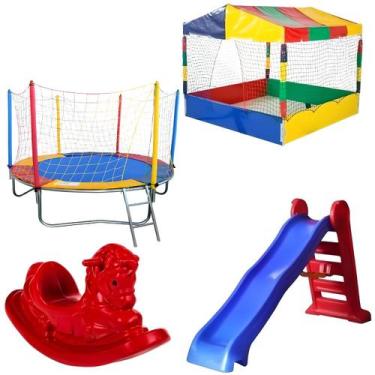 Imagem de Kit Pula Pula Trampolim Cama Elástica 2,30m Piscina de Bolinhas Quadra