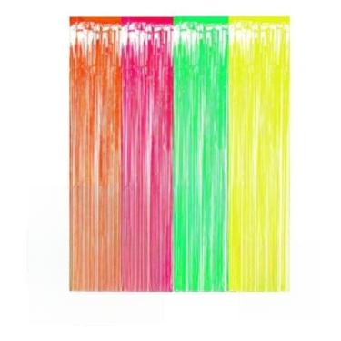 Imagem de 4 Cortinas Neon Conj 4 Cores 4m X 2m Brilha na Luz negra
