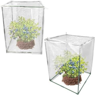 Imagem de 2 conjuntos de 63 x 63 x 86 cm de malha resistente para pássaros, capa protetora de abertura e fechamento rápido para tomate, arbustos de mirtilo, árvores frutíferas, cigarras, animais e barreira de