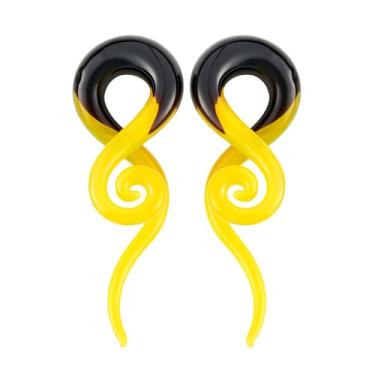 Imagem de Glupez 2 peças de alargadores de orelha em espiral de vidro, alargador, extensor, gancho, alargador, brincos de alargamento, túneis, piercing corporal, joias para mulheres e homens, 4G-1/5.1 cm, 5