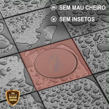 Imagem de Ralo Banheiro Inteligente Click Veda Cheiro Cód. 9078 - Rosé - 15x15 -