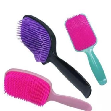 Imagem de Escova de Cabelo Quadrada Estampa Estilosa e Funcional - ACRYLIX, Rosa