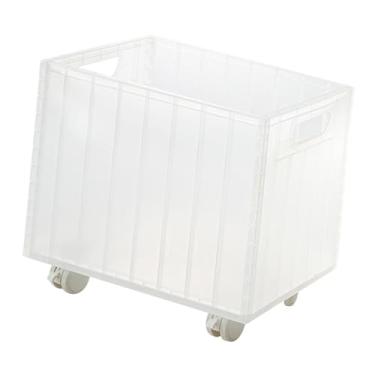 Imagem de IEUDNS Sob o caixa de mesa com rodízios sob a caixa de arquivos do organizador de documentos do organizador de livros de mesa com alças para sala de estar, Claro