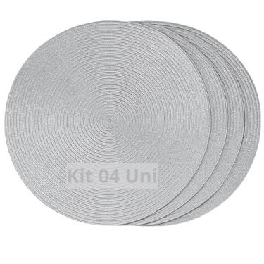 Imagem de Conjunto De Jogo Americano 4/6/8/12pçs lugares Mesa Posta Jantar Café Redondo Vazado Decorado (4, Prateado)