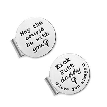 Imagem de May The Course Be with You, marcador de bola de golfe, clipe magnético para chapéu, presentes para pai, avô, marido, irmão, namorado, acessórios de golfe, conjunto de 2 (chute putt papai te ama sempre