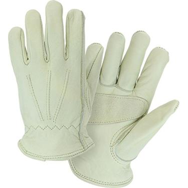 Imagem de West Chester 84000 Luvas de Couro com Palma Dupla – Branco, 2GG, Luvas de Couro de Vaca com Elástico Franzido