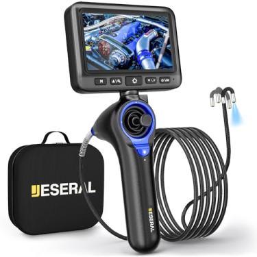Imagem de Câmera de Boroscópio Articulado de 360° – Tela de Câmera de Inspeção JESERAL HD 1080P de 12.7 cm com 6 Luzes, Endoscópio com Sonda Impermeável IP67 de 6,2 mm, Zoom 3X Boroscópio de 4 Vias com Cabo