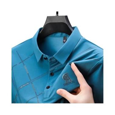 Imagem de Camisa Polo Masculina de Verão - Luxuosa em Seda Gelada, Manga Curta, 
