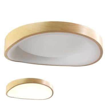Imagem de Luminaria Plafon Sobrepor Led 3 Tons Madeira Moderno Teto Decoração Es